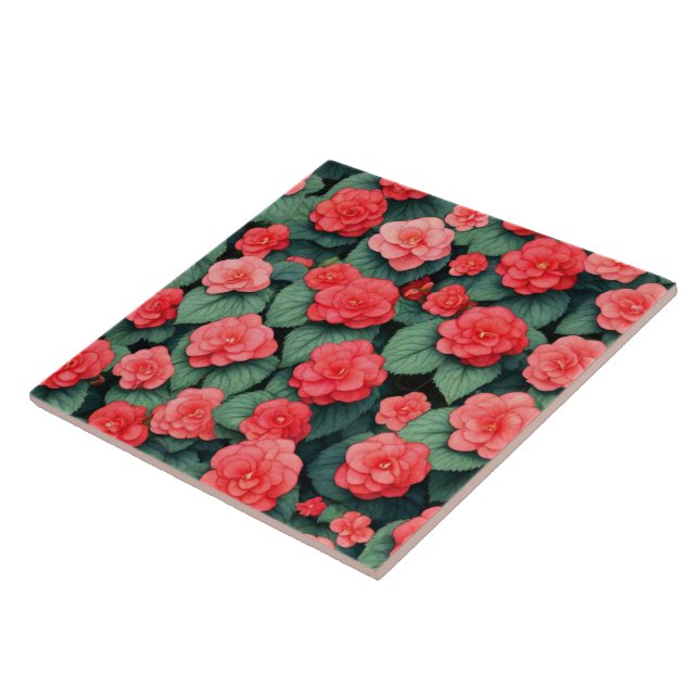 Azulejo Flores rosadas de Begonia (Lado)