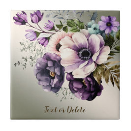 Azulejo Flores rosadas moradas Golden Elegant