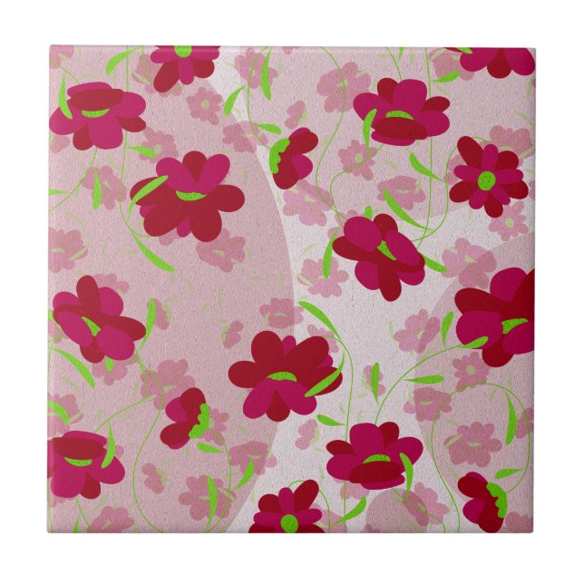Azulejo Flores rosadas y rojas - Floral (Frente)
