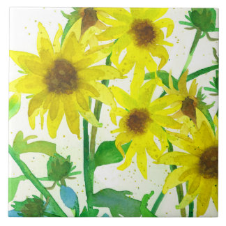 Azulejo Flores silvestres amarillo acuarela giratoria Botá