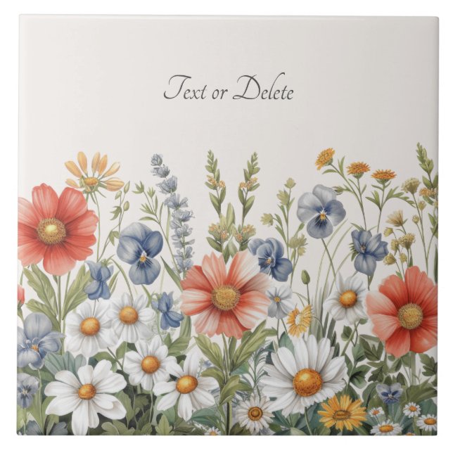 Azulejo Flores silvestres coloridas mosaico cerámico (Frente)