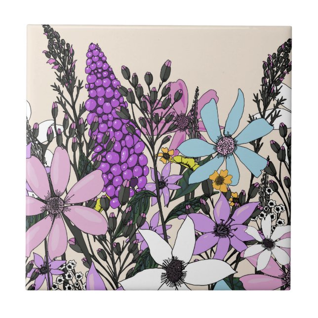 Azulejo Flores silvestres de verano (Frente)