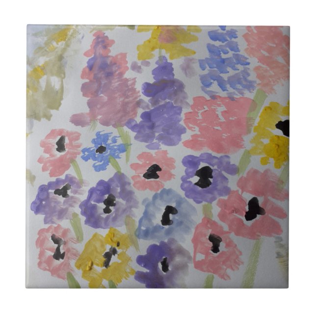 Azulejo Flores silvestres de verano, mosaico cerámico (Frente)