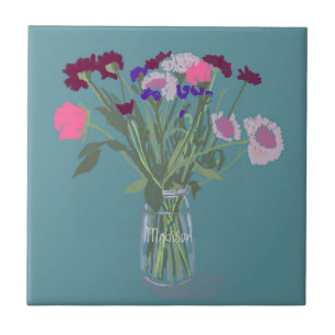 Azulejo Flores silvestres dulces de Boho de bonito +Nombre