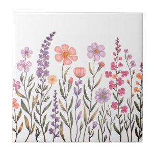 Azulejo Flores silvestres simples y elegantes para chicas