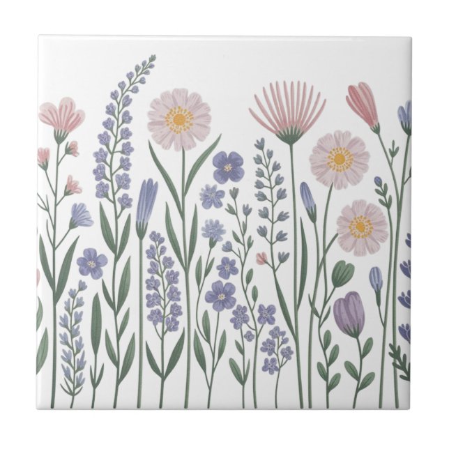 Azulejo Flores silvestres simples y elegantes para chicas  (Frente)