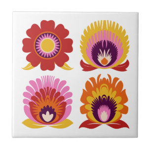 Azulejo Flores Tile folk polaco