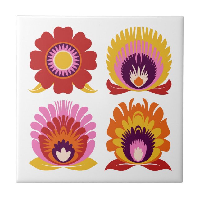 Azulejo Flores Tile folk polaco (Frente)