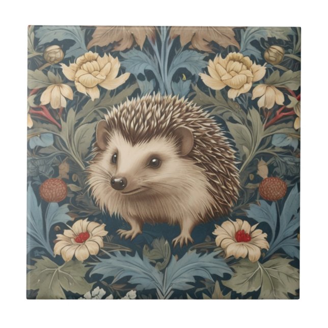 Azulejo Flores tradicionales de Hedgehog estilo William Mo (Frente)