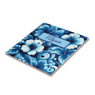 Azulejo Flores Tropicales Hawaianas Hibisco Personalizadas