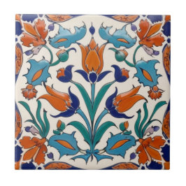 Azulejo Flores verdes de Naranja azul floral de tulipanes 