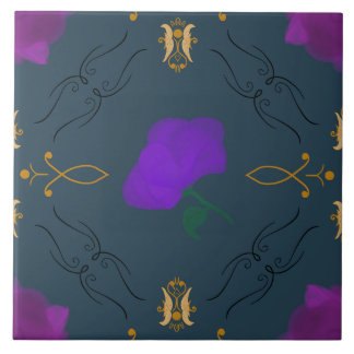 Azulejo Flores vibrantes en morado - sala de acentos de de