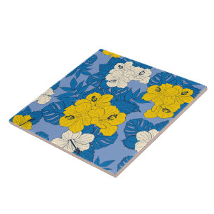 Azulejo flores y hojas de Hibisco