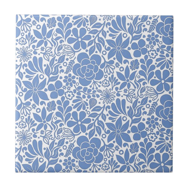 Azulejo Flores y hojas salvajes audaces (Frente)