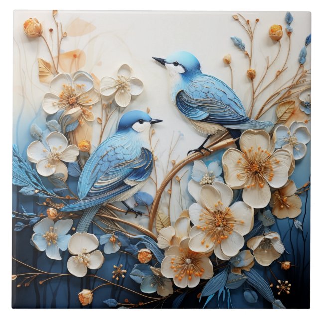 Azulejo Flores y Pájaros (Frente)