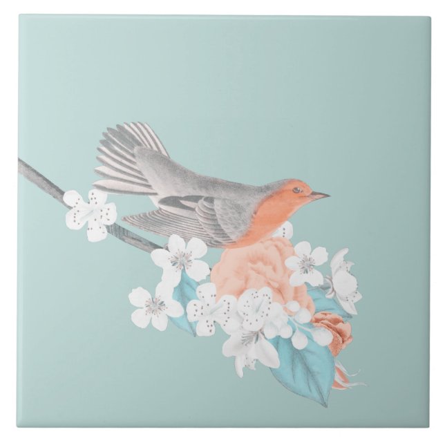 Azulejo Flores y pájaros (Frente)