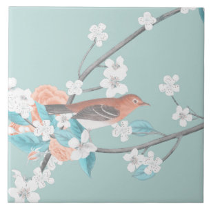 Azulejo Flores y pájaros
