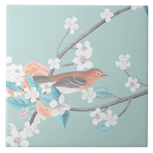 Azulejo Flores y pájaros (Frente)