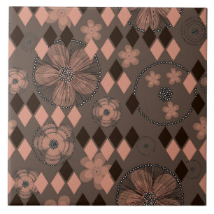 Azulejo Flores y rombos abstractos