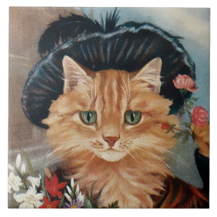Azulejo “Flower Girl Gypsy Kitten” de GL Barnes