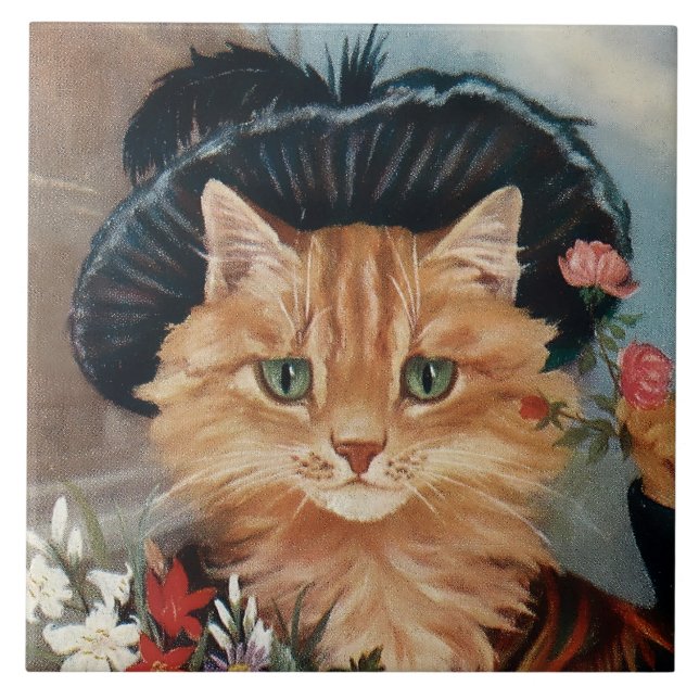 Azulejo “Flower Girl Gypsy Kitten” de GL Barnes (Frente)