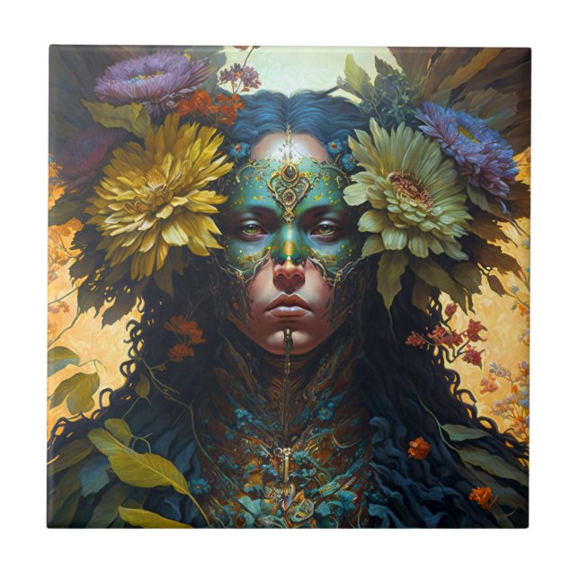 Azulejo Flower Goddess Fantasy Art (Frente)