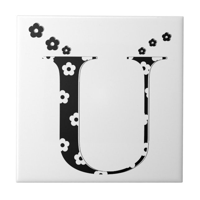 Azulejo flower Patterned Letter U Tile (Frente)