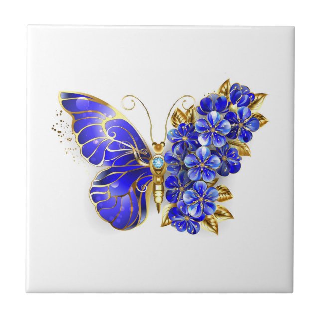 Azulejo Flower Sapphire Butterfly (Frente)