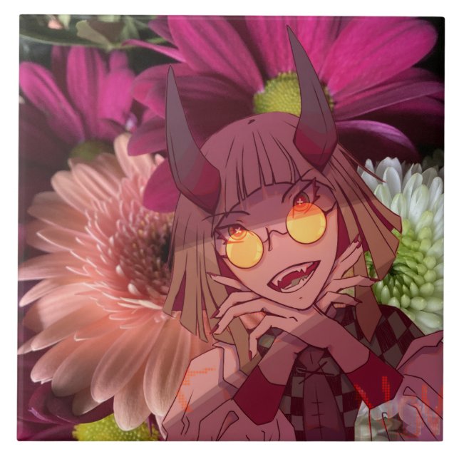 Azulejo Flowers, anime,  (Frente)