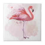 Azulejo Fluffy Flamingo<br><div class="desc">"Fluffy Flamingo" de Fab Funky. Presenta un único flamenco en forma de acuarela.</div>