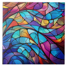 Flujo De Vidrio Manchado Vibrante Abstracto Tile C