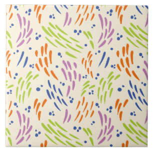 Azulejo Flujo en azul, Naranja, púrpura, verde y crema