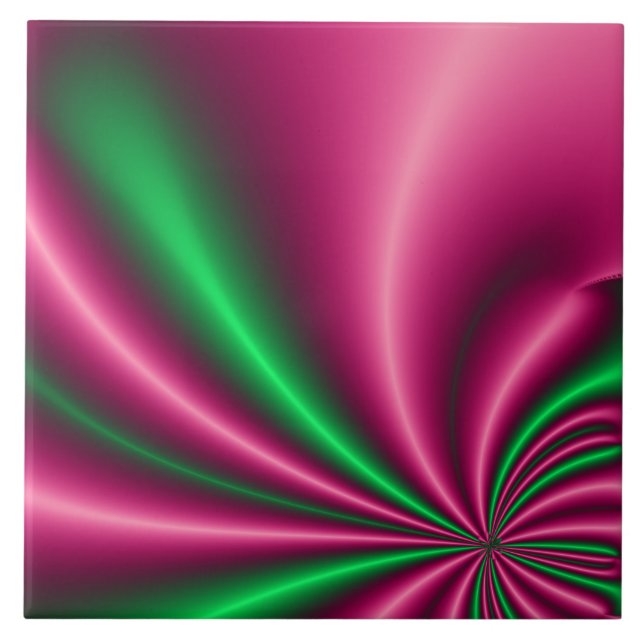 Azulejo Flujo rosa y verde (Frente)