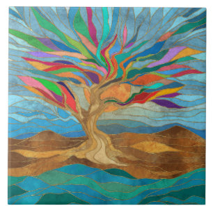 Azulejo Foliage Fantasy Mosaic Tree