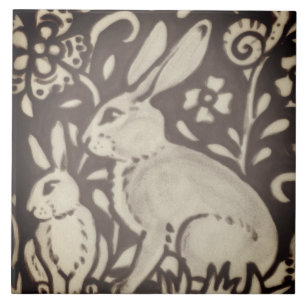 Azulejo Foliage floral de conejo de crema marrón decoraci