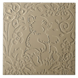 Azulejo Foliage Grabado en relieve del Peinado de Oso Beig