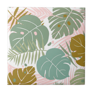 Azulejo Foliage Tropical - Monstera Y Patrón De Hojas De P