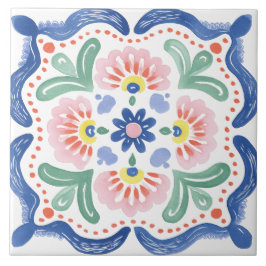 Azulejo Folk Garden Watercolor