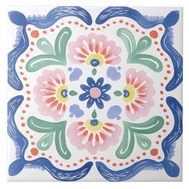 Azulejo Folk Garden Watercolor (Frente)