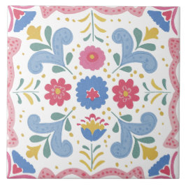 Azulejo Folk Garden Watercolor