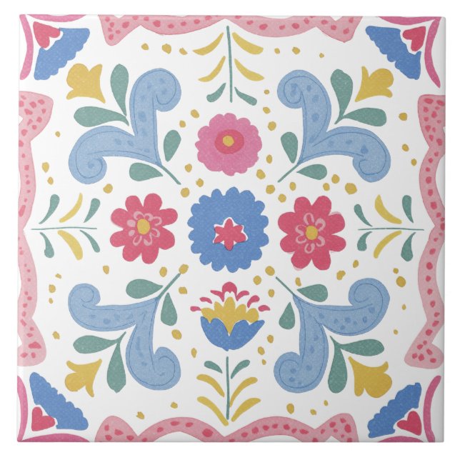 Azulejo Folk Garden Watercolor (Frente)