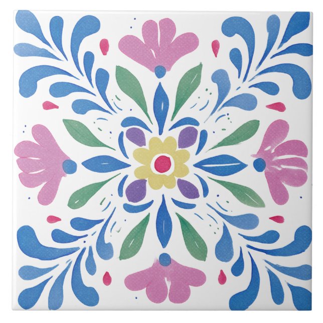 Azulejo Folk Garden Watercolor (Frente)