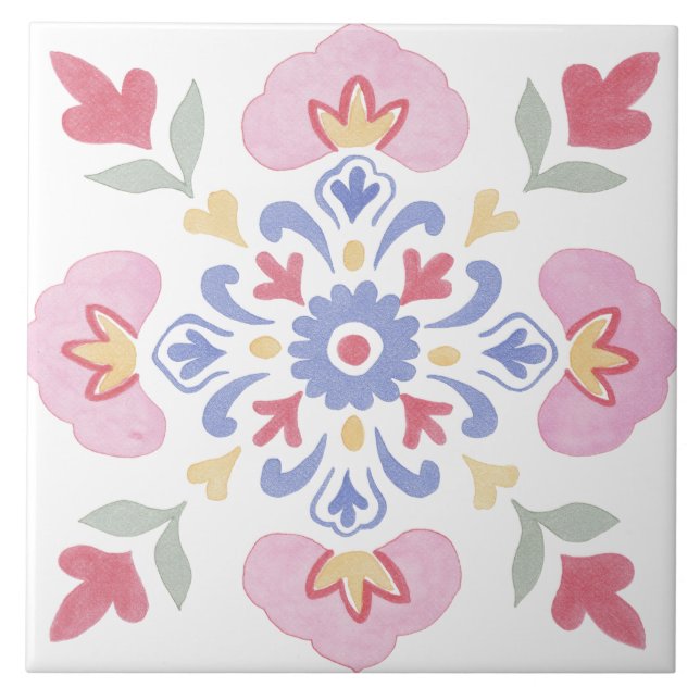 Azulejo Folk Garden Watercolor (Frente)