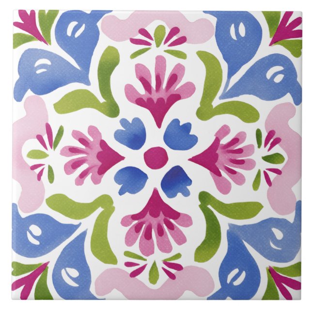 Azulejo Folk Garden Watercolor (Frente)