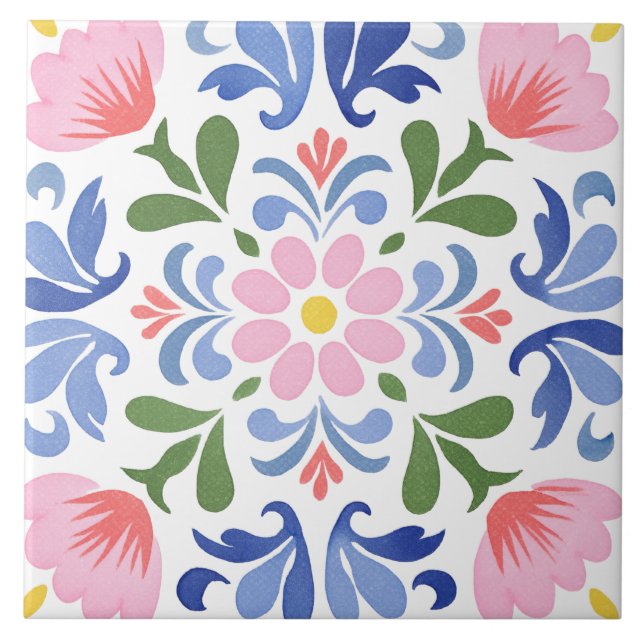 Azulejo Folk Garden Watercolor (Frente)