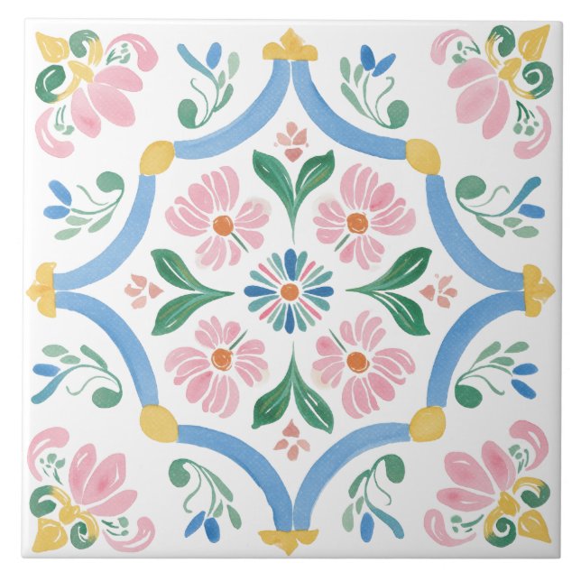 Azulejo Folk Garden Watercolor (Frente)