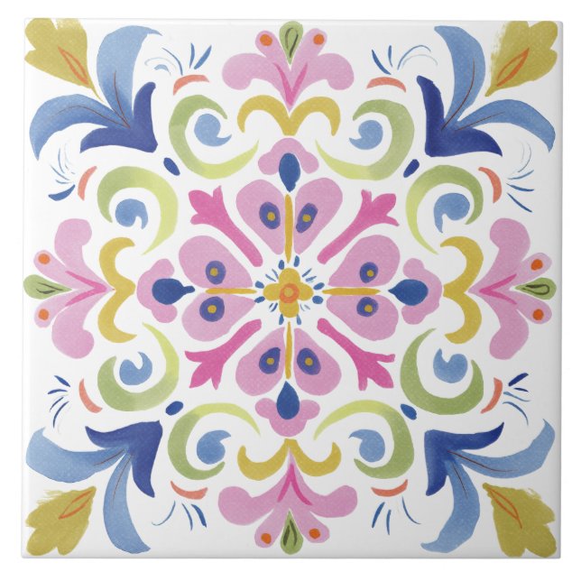 Azulejo Folk Garden Watercolor (Frente)