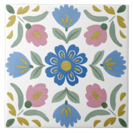 Azulejo Folk Garden Watercolor