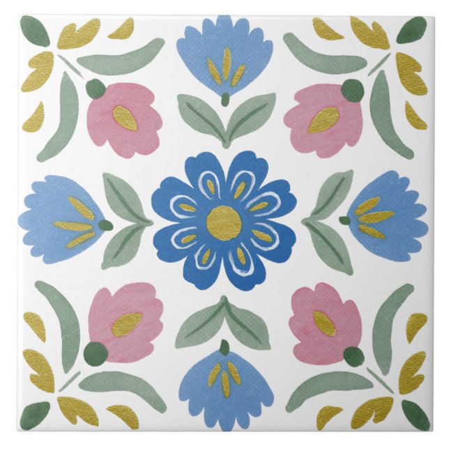 Azulejo Folk Garden Watercolor (Frente)