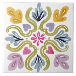 Azulejo Folk Garden Watercolor